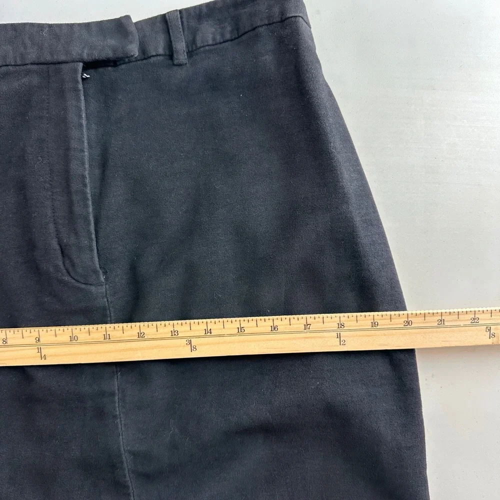 Vtg LL Bean‎ Womens Black Cotton Pencil Skirt Size 12 Reg Knee Length Back Vent